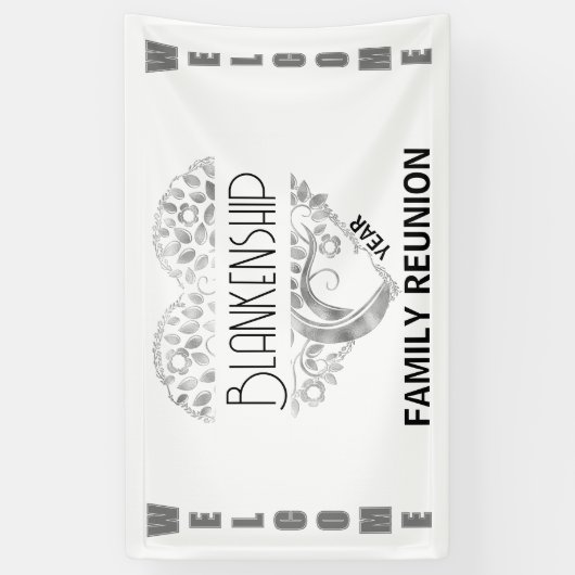 Custom Heart Art Tree White Silver Horizontal Banner (Vertikal)