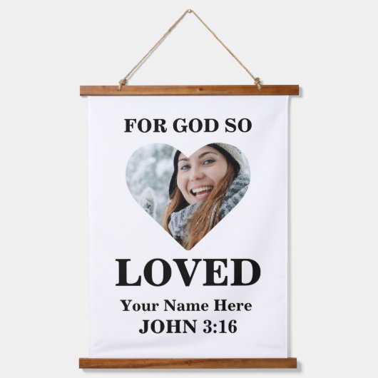 Custom heart Bible Verse John Christlich Foto Wandteppich Mit Holzrahmen (Vorderseite)