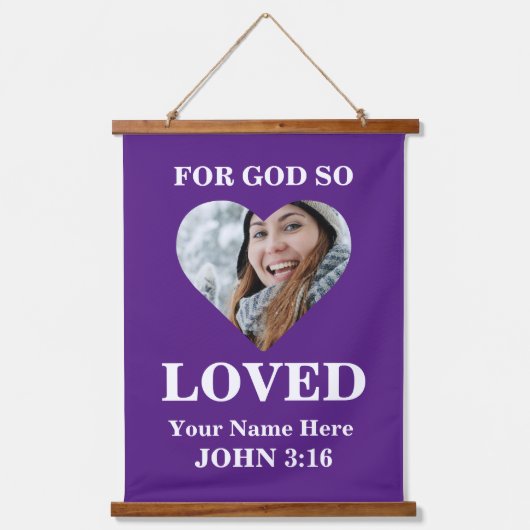 Custom heart Bible Verse John Christlich Foto Wandteppich Mit Holzrahmen (Vorderseite 2)