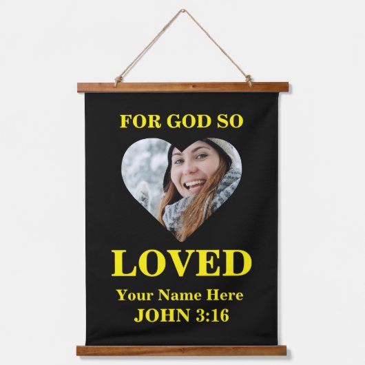 Custom heart Bible Verse John Christlich Foto Wandteppich Mit Holzrahmen (Vorderseite 3)