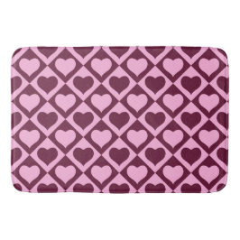 Custom Heart Checkerboard Pattern Bordeaux Pink -  Badematte