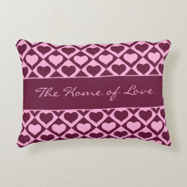 Custom Heart Checkerboard Pattern Bordeaux Pink -  Dekokissen