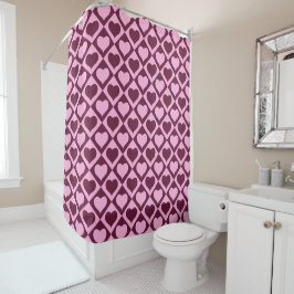 Custom Heart Checkerboard Pattern Bordeaux Pink -  Duschvorhang