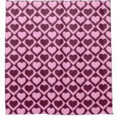 Custom Heart Checkerboard Pattern Bordeaux Pink -  Duschvorhang (Vorderseite)