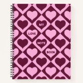 Custom Heart Checkerboard Pattern Bordeaux Pink -  Notizblock (Vorderseite)