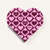 Custom Heart Checkerboard Pattern Bordeaux Pink -  Notizblock (Vorderseite)
