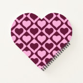 Custom Heart Checkerboard Pattern Bordeaux Pink -  Notizblock (Rückseite)