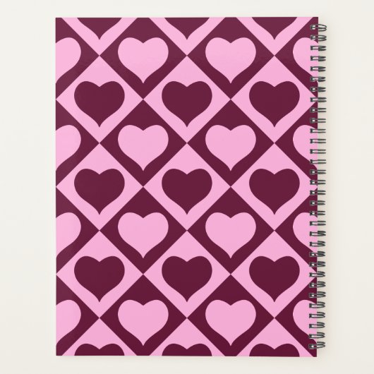 Custom Heart Checkerboard Pattern Bordeaux Pink -  Planer (Rückseite)