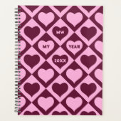 Custom Heart Checkerboard Pattern Bordeaux Pink -  Planer (Vorderseite)