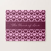 Custom Heart Checkerboard Pattern Bordeaux Pink -  Puzzle (Horizontal)