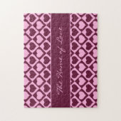 Custom Heart Checkerboard Pattern Bordeaux Pink -  Puzzle (Vertikal)