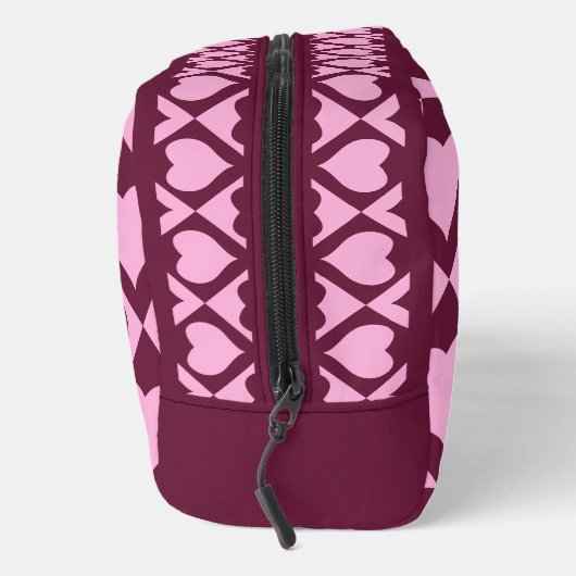 Custom Heart Checkerboard Pattern Bordeaux Pink -  Waschbeutel (Rechts)