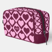 Custom Heart Checkerboard Pattern Bordeaux Pink -  Waschbeutel (Rechte Ecke)