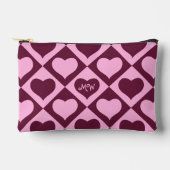 Custom Heart Checkerboard Pattern Bordeaux Pink -  Zubehörtasche (Vorderseite)