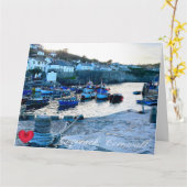 Custom Heart Coverack Hafen Dusk Cornwall Foto Karte (Gelbe Blume)