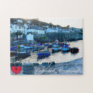 Custom Heart Coverack Hafen Dusk Cornwall Foto Puzzle