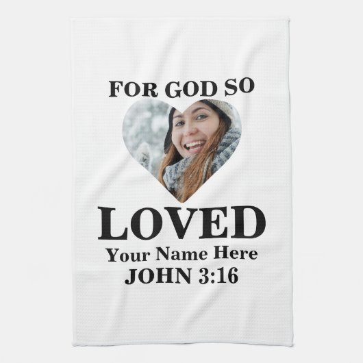 Custom heart Foto Christlich Bible Verse John 3 16 Geschirrtuch (Vertikal)
