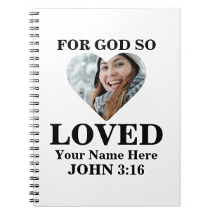 Custom heart Foto Christlich Bible Verse John 3 16 Notizblock