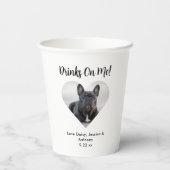 Custom Heart Foto Dog Wedding Pappbecher (Rückseite)