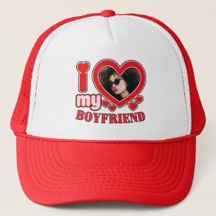 Custom Heart Foto Hat, ich Liebe mein Freund Red Truckerkappe