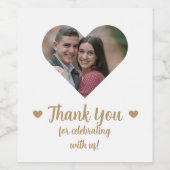 Custom Heart Foto Wedding Wine Label Weinetikett (Einzelnes Label)