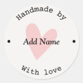 Custom Heart Handmade Danke Stickers (Vorderseite)