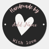 Custom Heart Handmade Danke Stickers (Vorderseite)