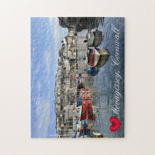 Custom Heart Mevagissey Fish Landing Quay Cornwall Puzzle (Vertikal)