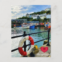 Custom Heart Mevagissey Hafen Lifebuoy Cornwall Feiertagspostkarte
