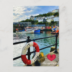 Custom Heart Mevagissey Hafen Lifebuoy Cornwall Feiertagspostkarte