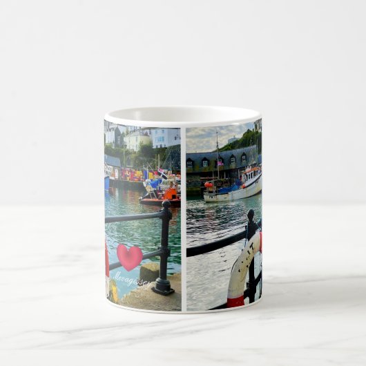 Custom Heart Mevagissey Hafen Lifebuoy Cornwall Kaffeetasse (Mittel)