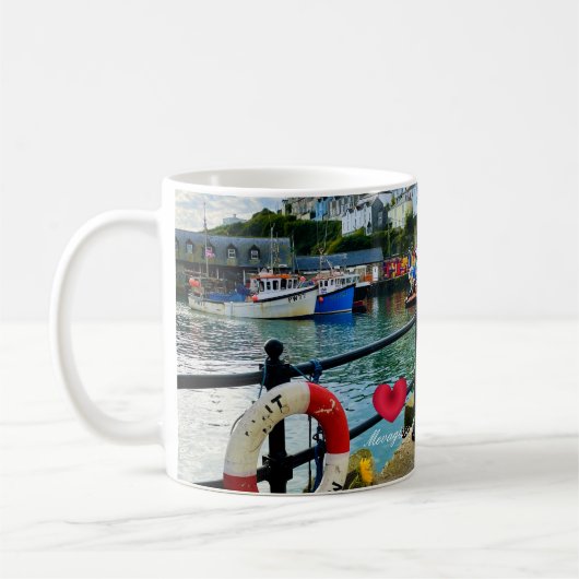 Custom Heart Mevagissey Hafen Lifebuoy Cornwall Kaffeetasse (Links)