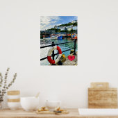 Custom Heart Mevagissey Hafen Lifebuoy Cornwall Poster (Küche)