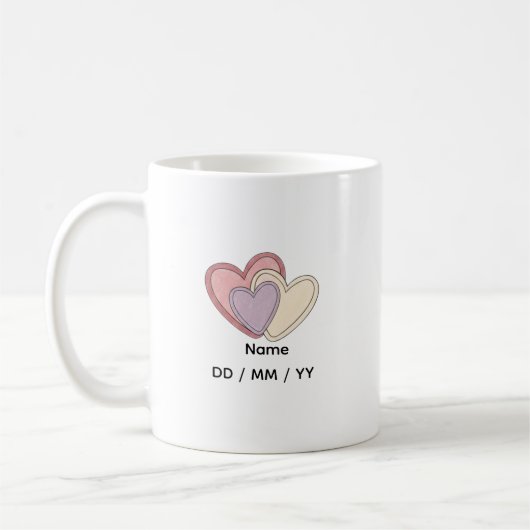 Custom Heart Mug with Name  Date Kaffeetasse (Links)