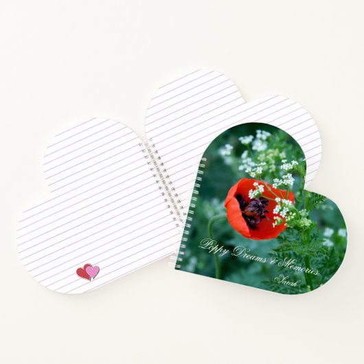 Custom Heart Notebook: Original Red Poppy Macro Notizblock (Innenseite)