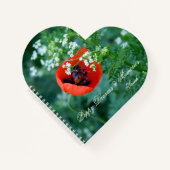 Custom Heart Notebook: Original Red Poppy Macro Notizblock (Vorderseite)