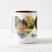 Custom Heart Photo with Personalized Name Zweifarbige Tasse (Vorderseite Links)