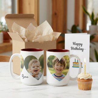 Custom Heart Photo with Personalized Name Zweifarbige Tasse