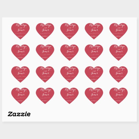 Custom Heart Red Wedding Stickers (Blatt)