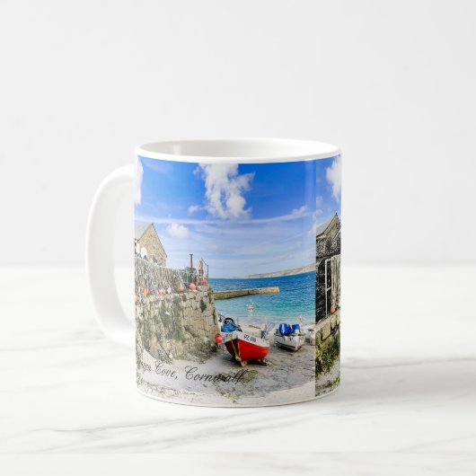 Custom Heart Sennen Hafenboote Cornwall Foto Kaffeetasse (Vorderseite Links)