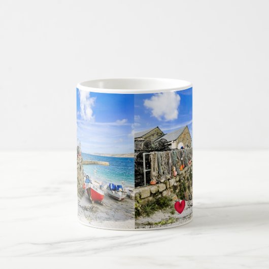 Custom Heart Sennen Hafenboote Cornwall Foto Kaffeetasse (Mittel)