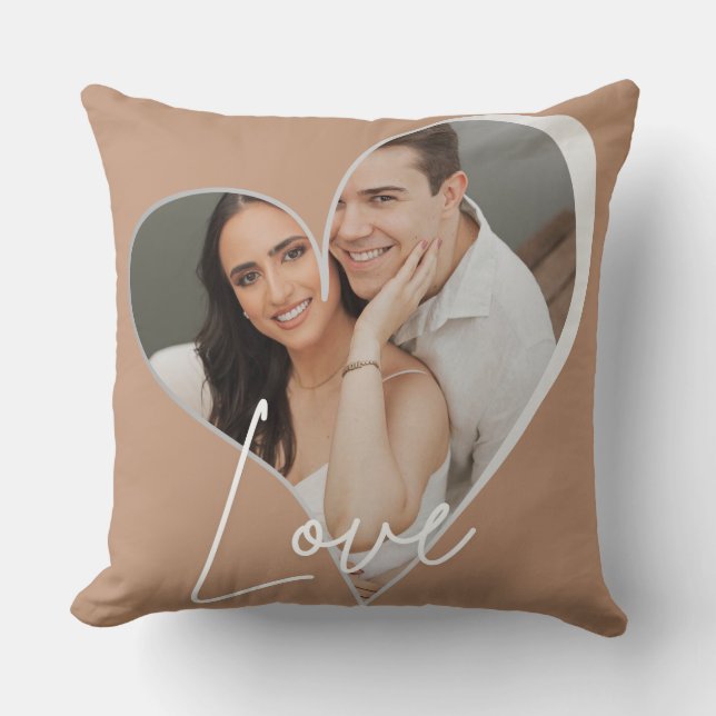 Custom Heart Shape Photo Throw Pillow Kissen (Vorderseite)