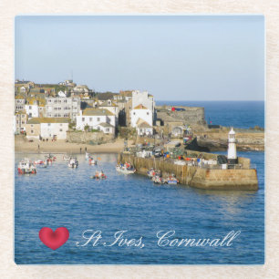 Custom Heart St Ives Harbour Pier Cornwall Foto Glasuntersetzer