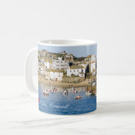 Custom Heart St Ives Harbour Pier Cornwall Foto Kaffeetasse (Vorderseite Links)
