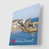 Custom Heart St Ives Harbour Pier Cornwall Foto Quadratische Wanduhr (Winkel)