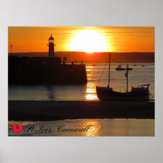 Custom Heart St Ives Harbour Sun Cornwall Foto Poster