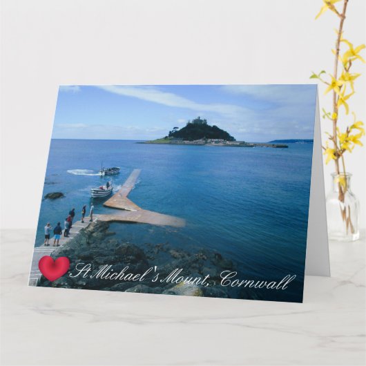 Custom Heart St Michaels Mount Cornwall mit Boote Karte (Gelbe Blume)