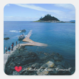 Custom Heart St Michaels Mount Cornwall mit Boote Quadratischer Aufkleber