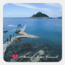 Custom Heart St Michaels Mount Cornwall mit Boote Quadratischer Aufkleber