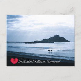 Custom Heart St Michaels Mount Cornwall + Pferde Feiertagspostkarte